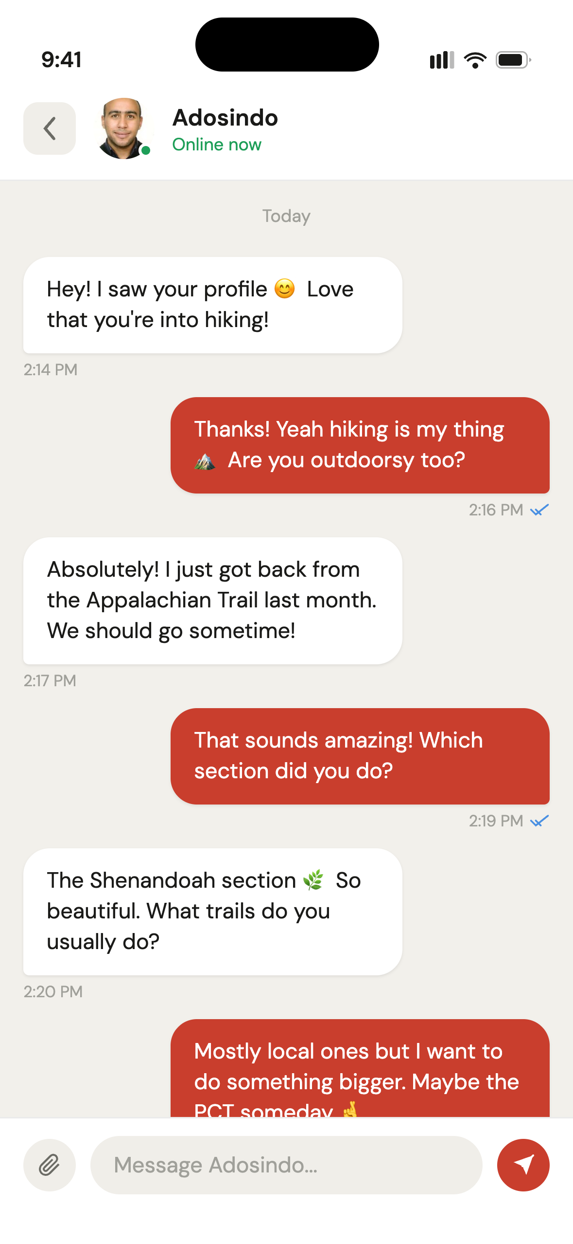 Gettit chat interface showing an active encrypted conversation