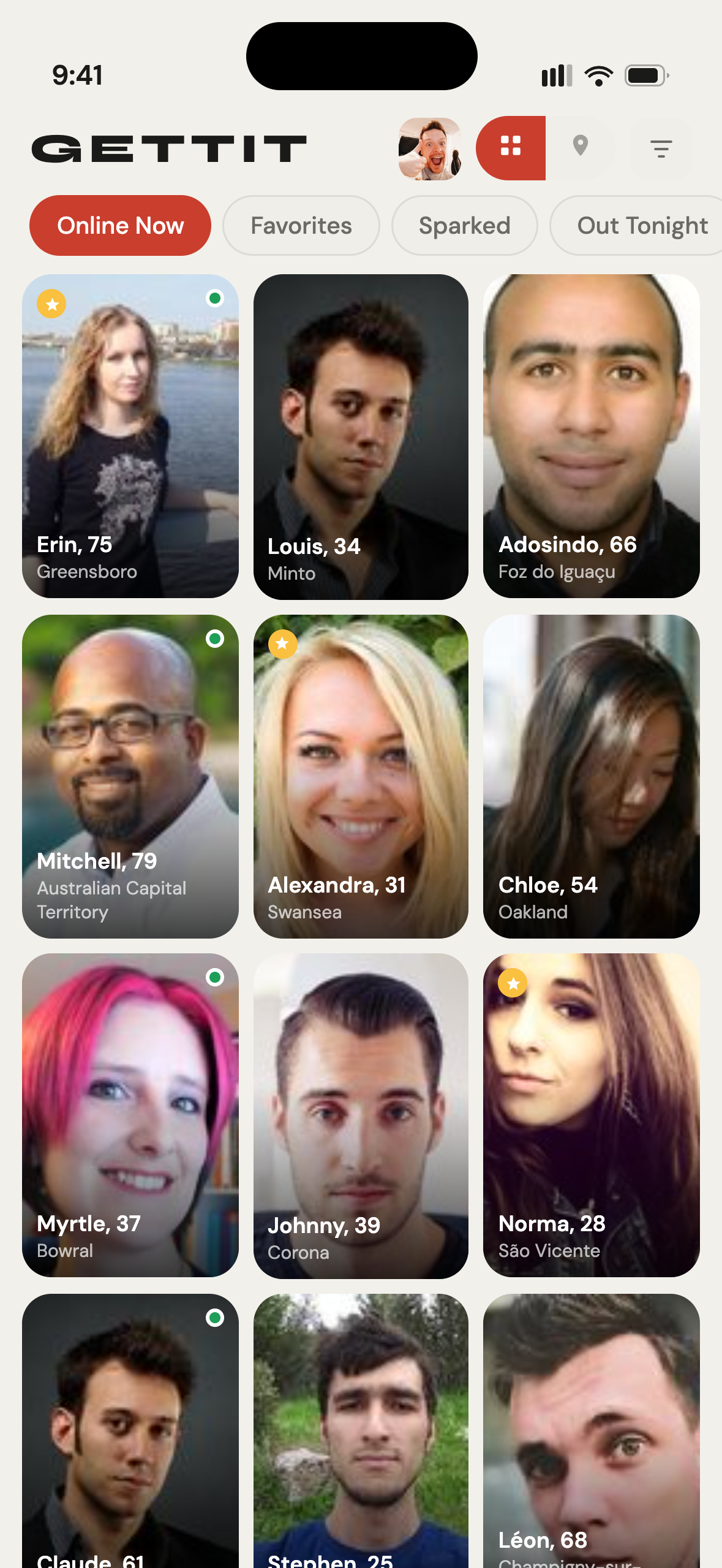 Gettit verified profiles grid