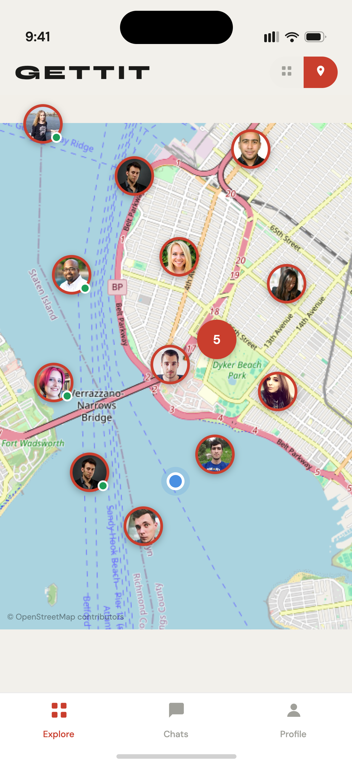 Gettit map view showing fuzzy location area instead of exact address