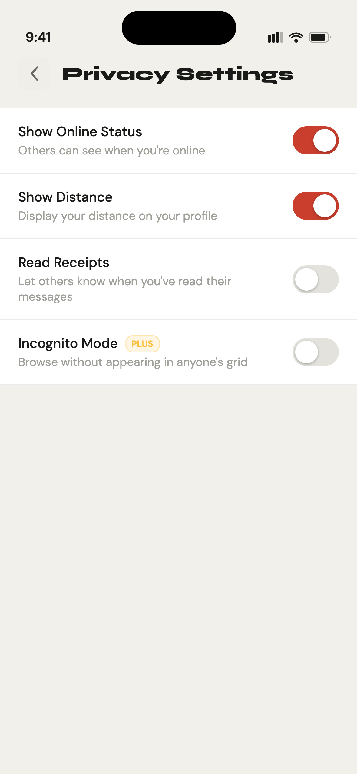 Gettit privacy settings with location fuzzing controls